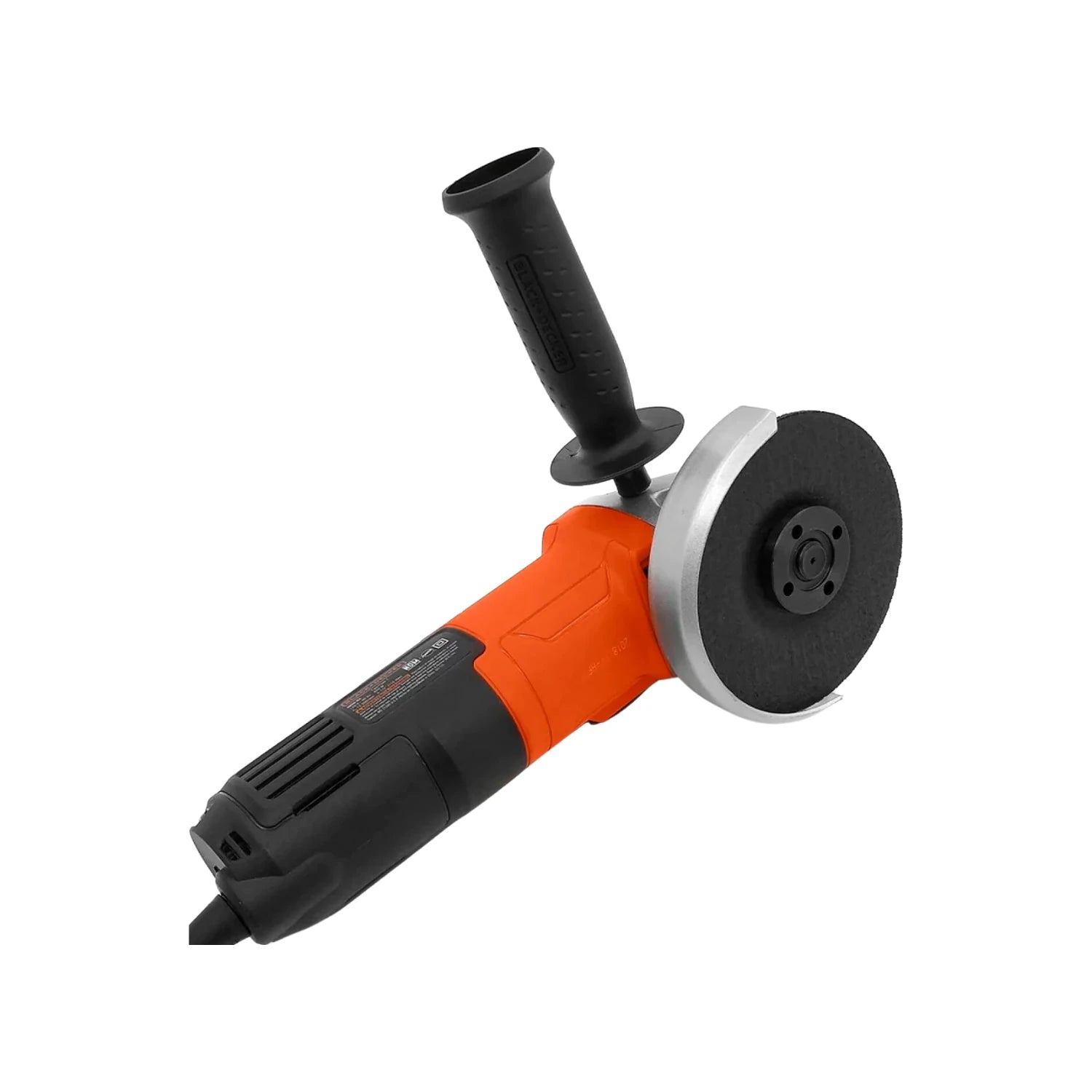 Esmeriladora angular Black+Decker 650W con disco 4.5 pulgadas naranja y negra, corte y pulido