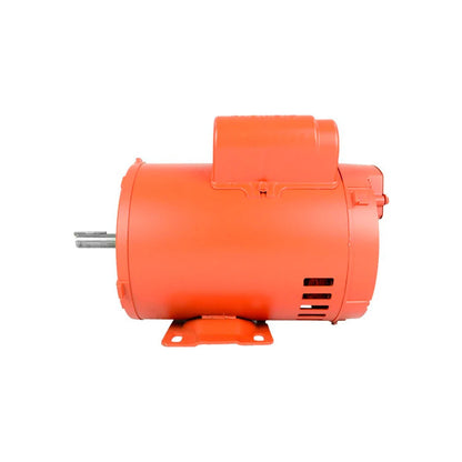 Motor eléctrico de inducción naranja 1.5 HP con eje saliente y caja de bornes para uso industrial