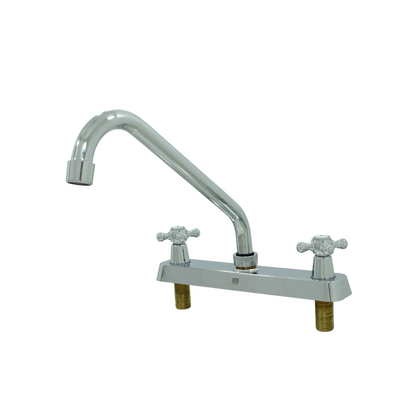 Mezcladora para fregadero cromada con dos manijas de cruz y cuello alto