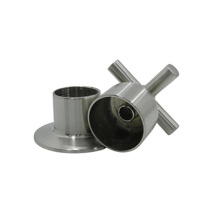 Maneral de cruz satinado para regadera, conector roscado de acero inoxidable para grifo o válvula