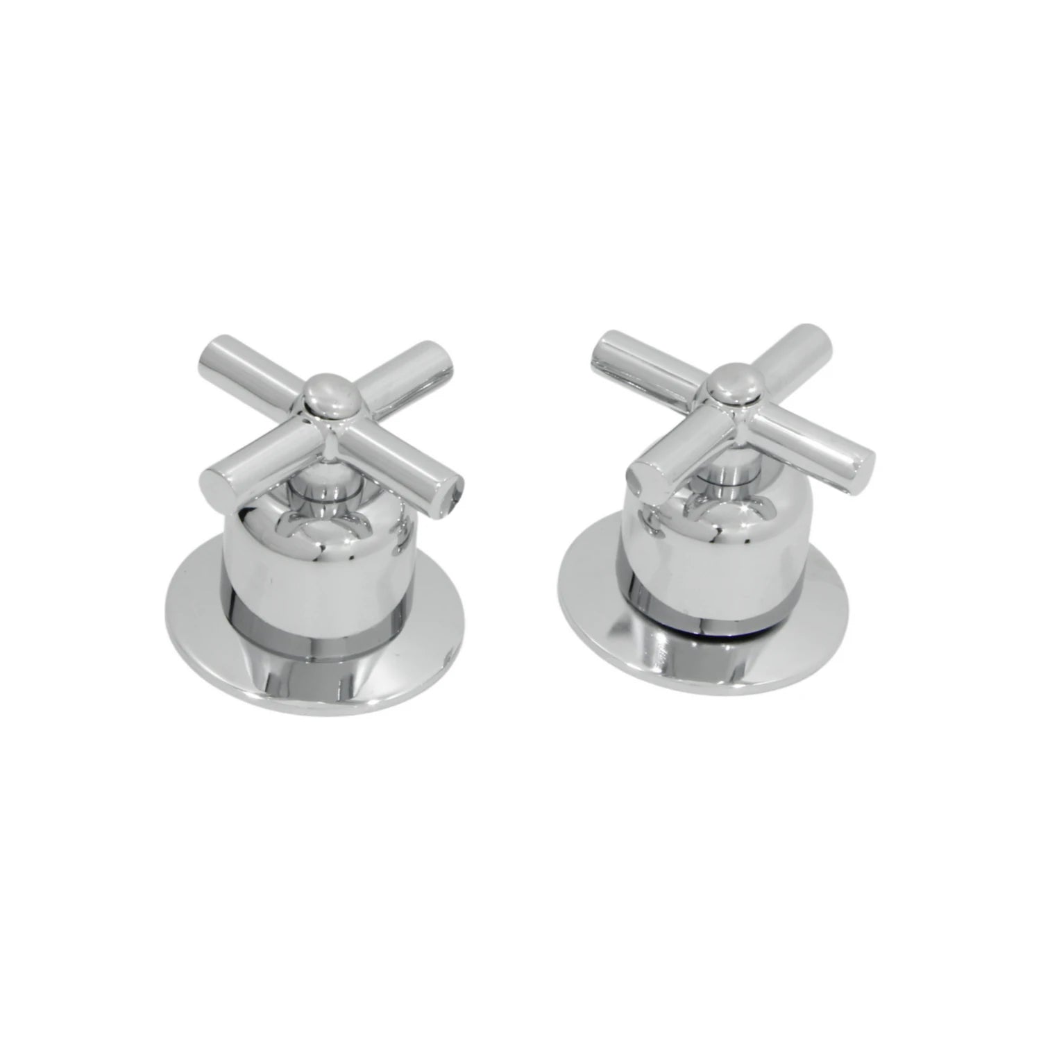 Par de manerales de grifo cromados con diseño de cruz para regadera, accesorios de baño.