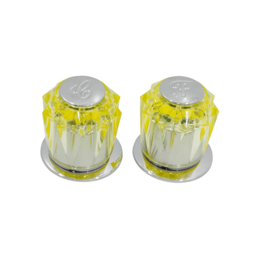 Manerales de acrílico amarillo facetados tipo diamante con bases y tapones cromados para grifos de baño