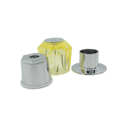 Maneral acrílico ámbar facetado para regadera o grifo con base cromada y cuello roscado para instalación de baño