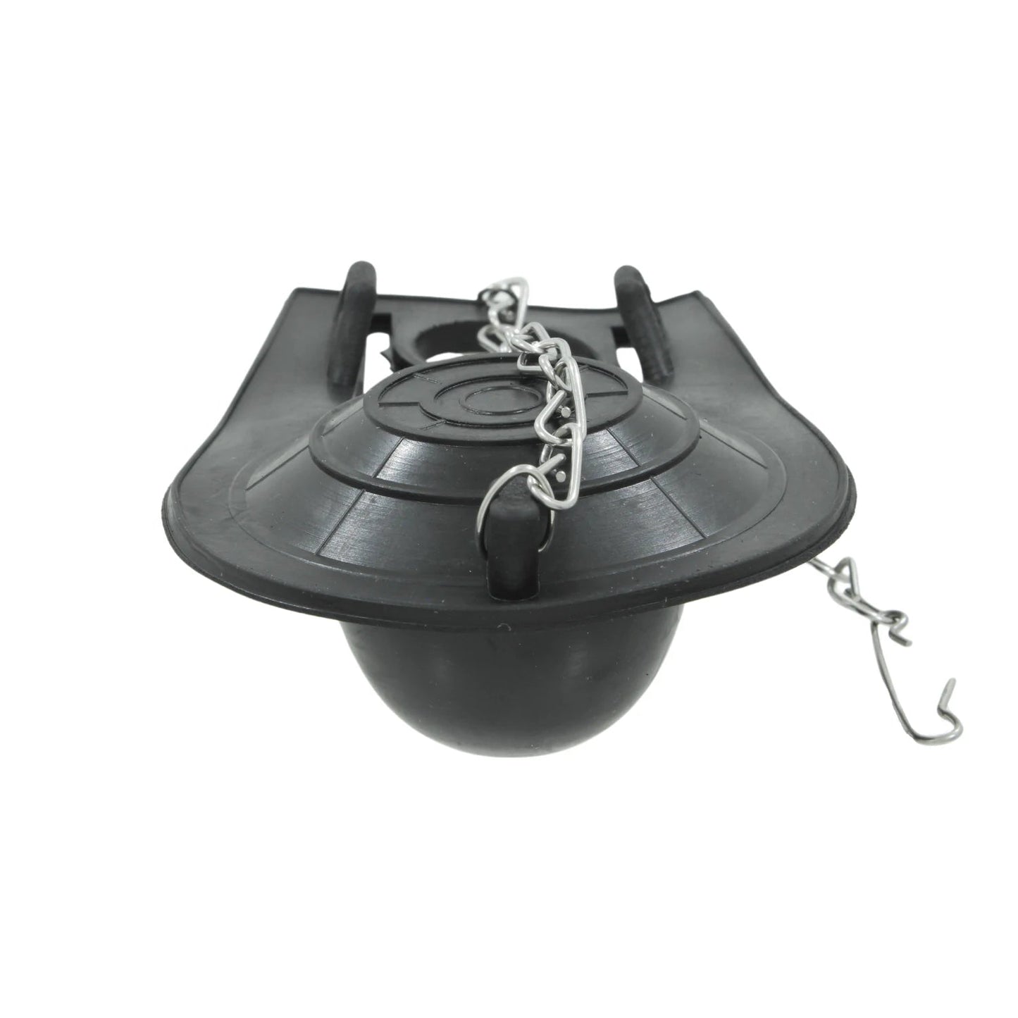 Tapón sapito de hule negro para inodoro y WC con cadena metálica, válvula de descarga de baño.