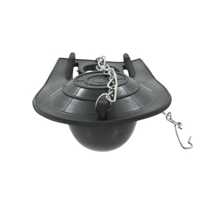 Tapón sapito de hule negro para inodoro y WC con cadena metálica, válvula de descarga de baño.