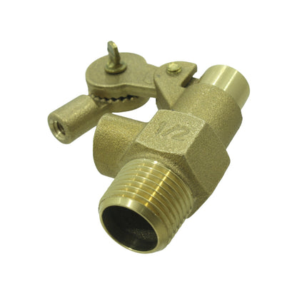 Válvula de tanque alto de latón 1/2 pulgada, con brazo para flotador y conexión rosca externa
