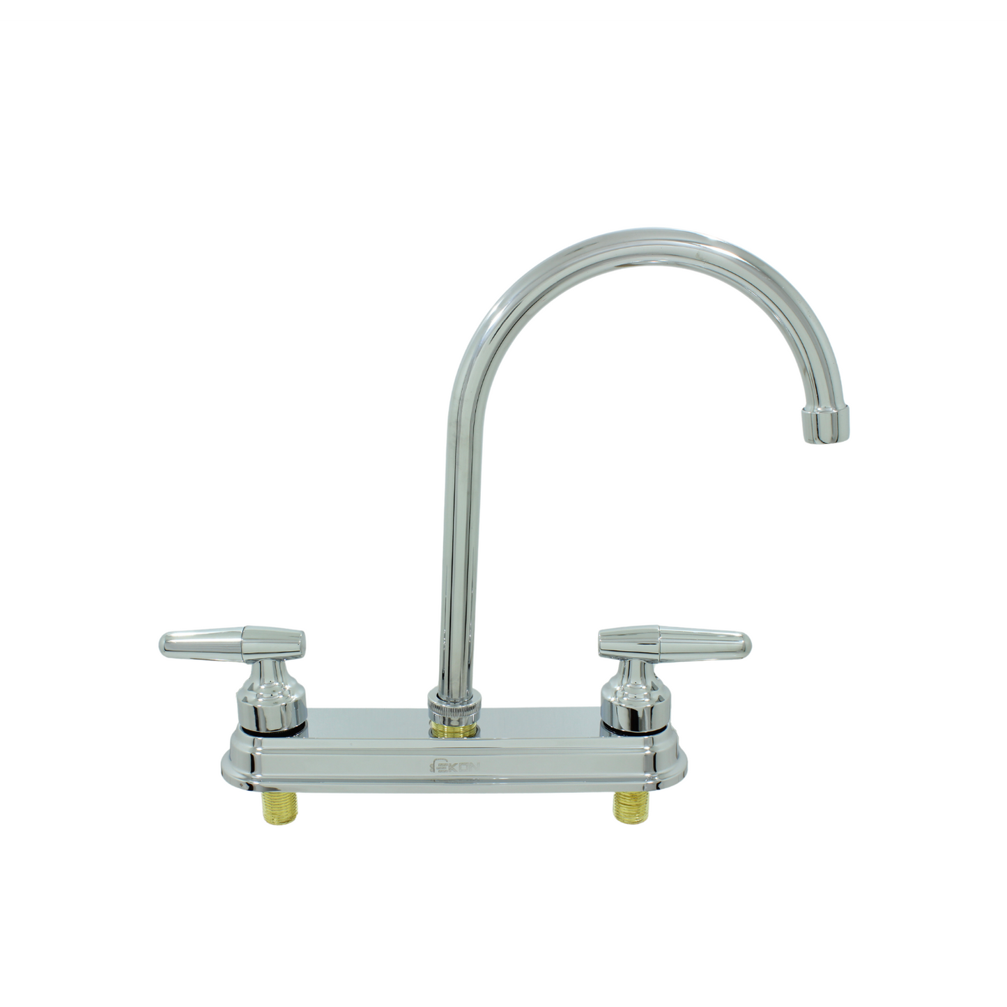 Mezcladora fregadero 8" Ekon cromada doble maneral cuello de ganso para cocina.