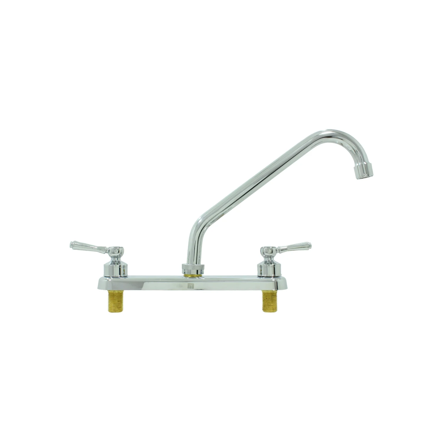 Mezcladora de fregadero cromada, doble manija, caño alto, para instalación en cubierta