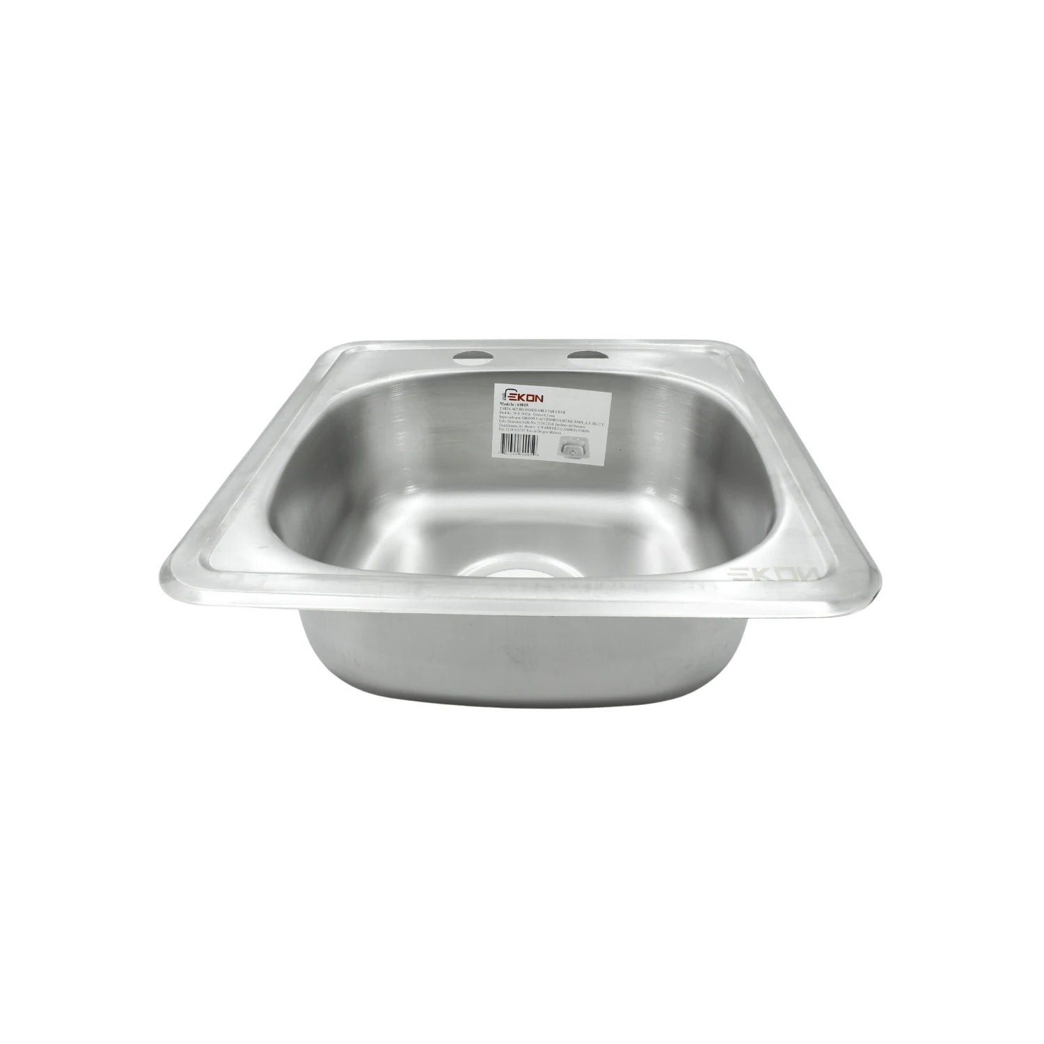 Tarja de cocina mini Ekon de acero inoxidable, un seno, doble perforación para grifo.