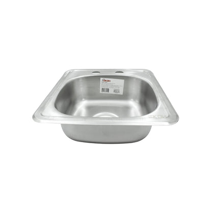 Tarja de cocina mini Ekon de acero inoxidable, un seno, doble perforación para grifo.