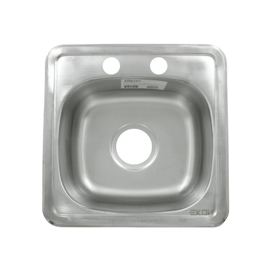 Lavabo de cocina EKON mini de acero inoxidable, una cubeta, 2 orificios para grifo y drenaje