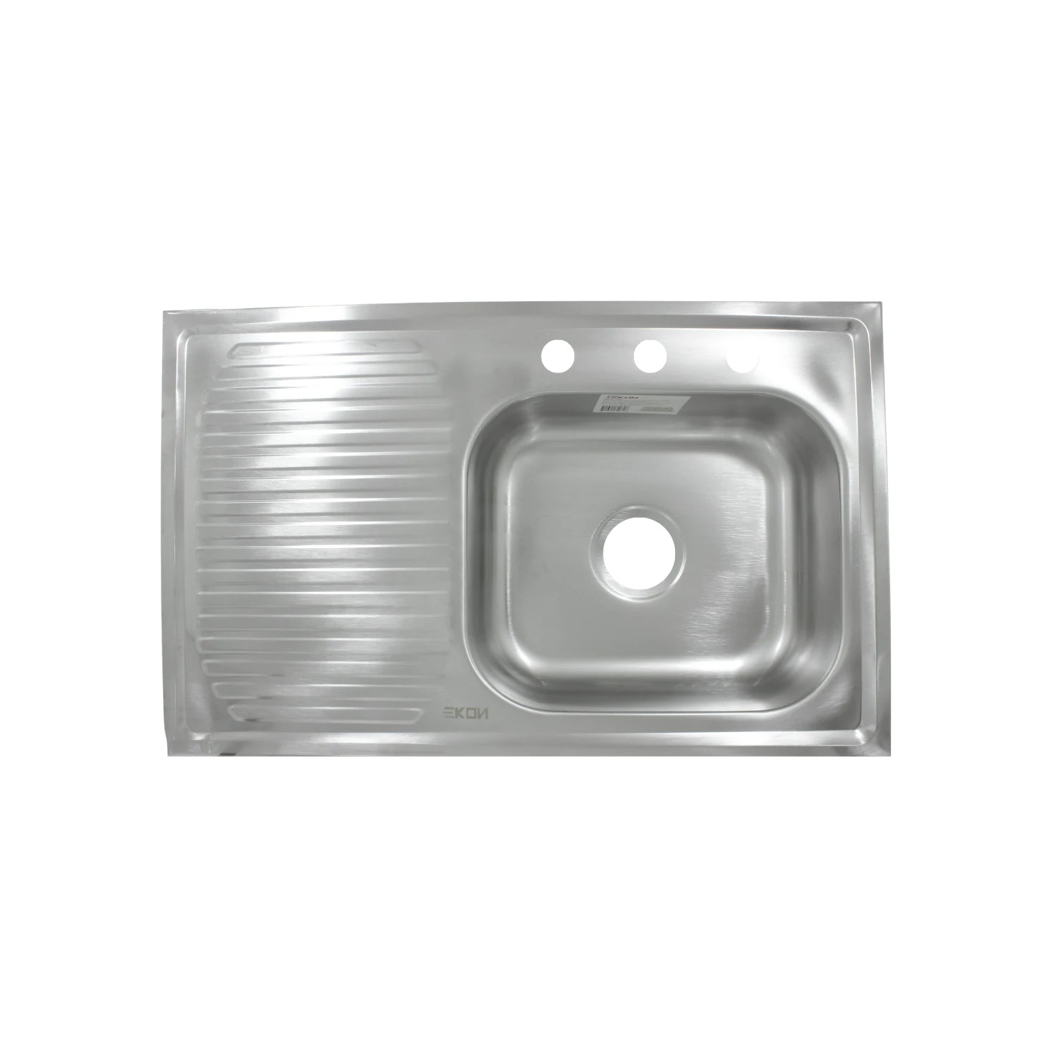 Tarja Ekon acero inoxidable con escurridor izquierdo y 3 orificios para grifería