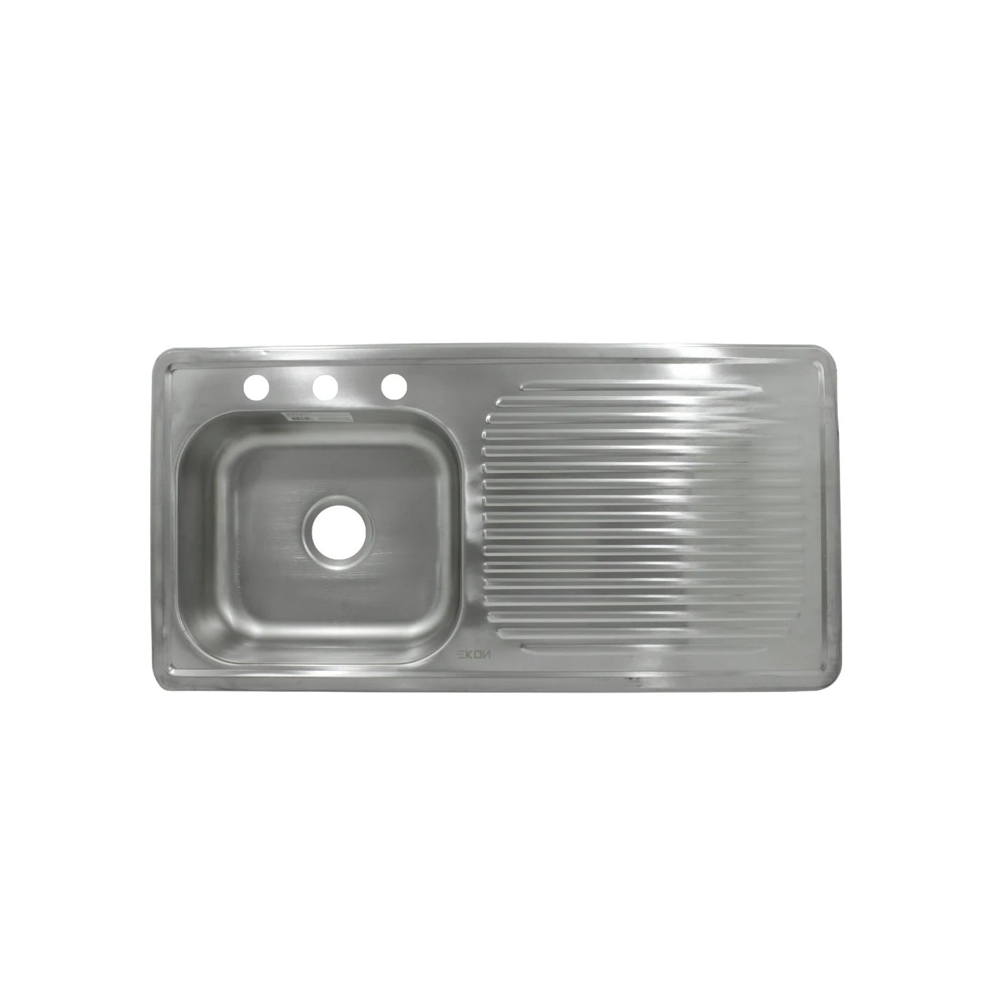 Tarja de cocina Ekon de acero inoxidable 100x50cm, una tina y escurridor derecho, 3 perforaciones