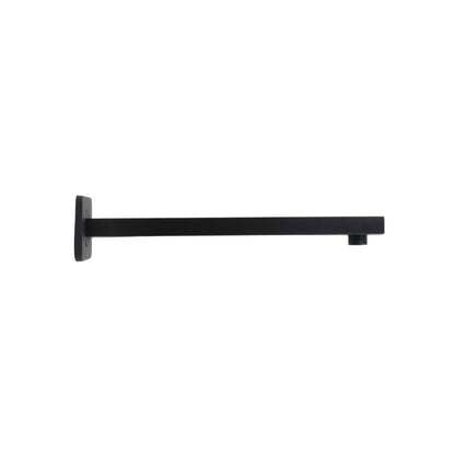 Brazo de regadera cuadrado negro mate de 30 cm, extensión de metal para ducha moderna