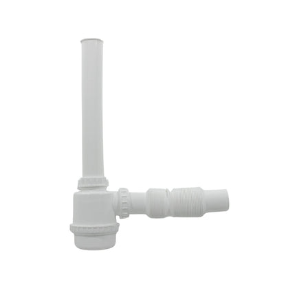 Cespol de fregadero blanco con trampa, tubo de desagüe flexible de plástico