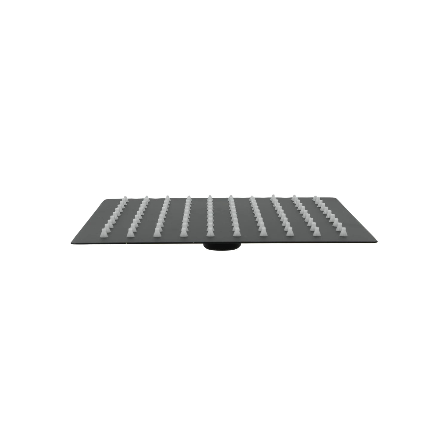 Regadera cuadrada negra de 8 pulgadas, acero inoxidable con boquillas anti-cal para ducha moderna.