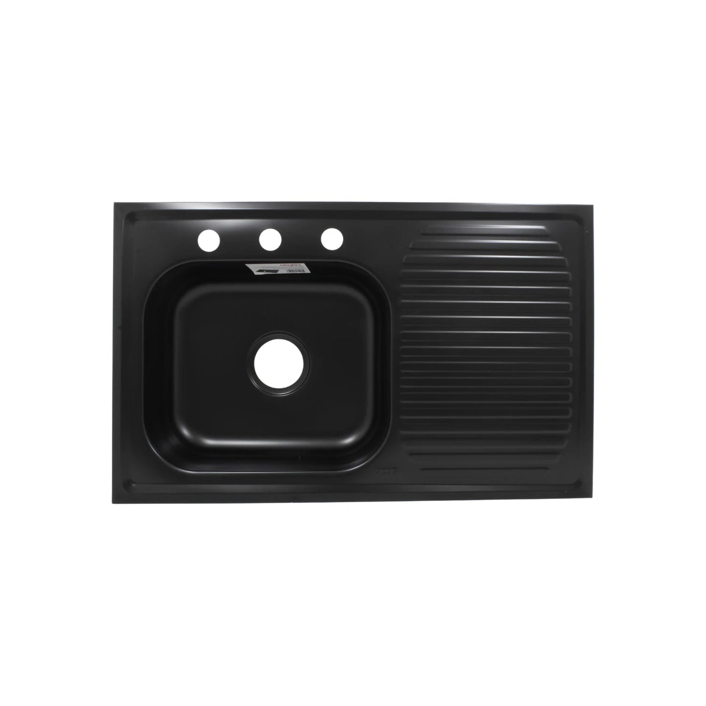 Tarja de cocina negro mate con escurridor derecho, una tina y 3 orificios