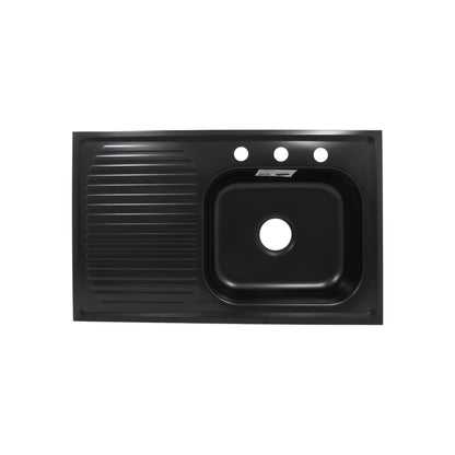 Tarja 80 cm x 50 cm escurridor izquierdo negro mate Ekon 60052