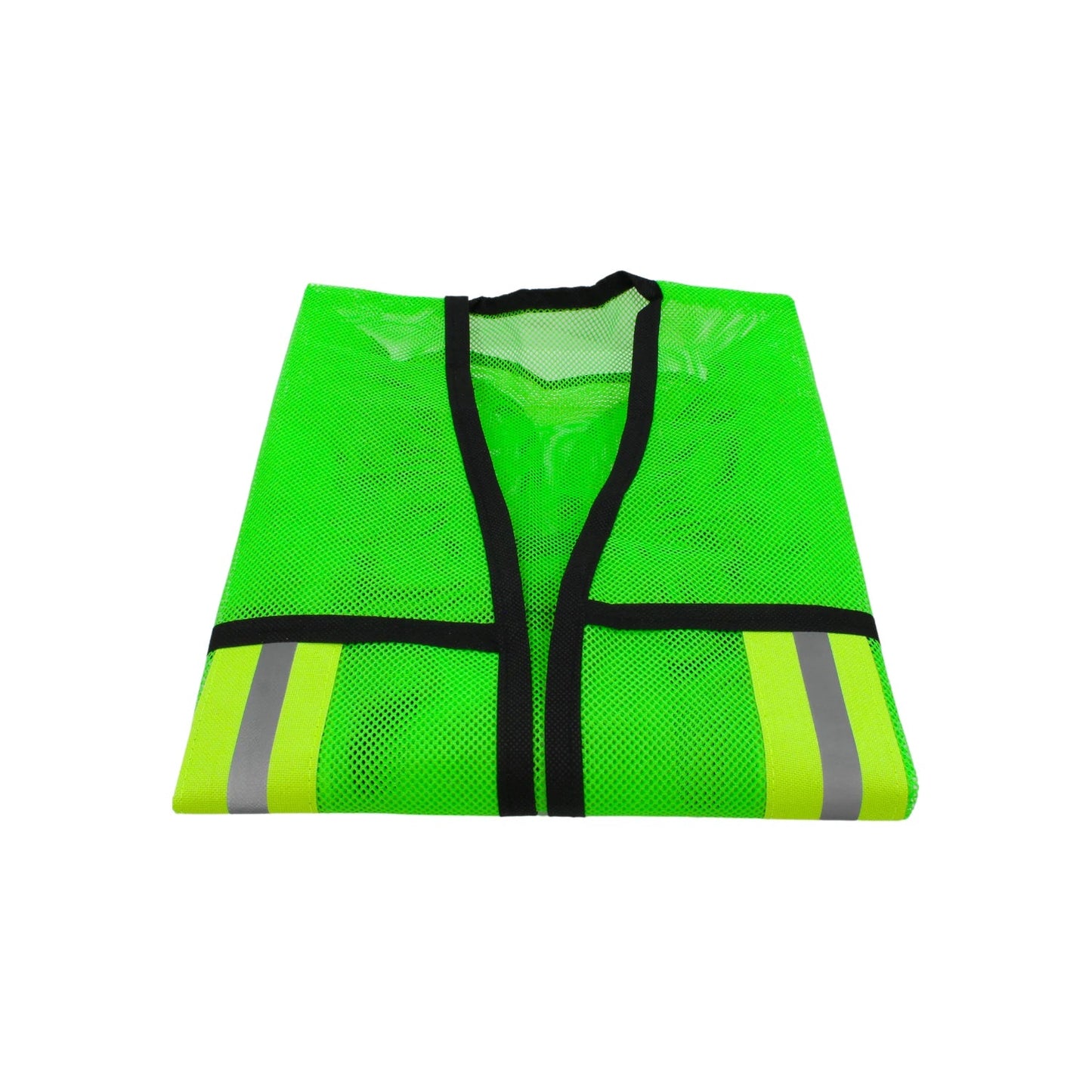Chaleco de seguridad verde fluorescente de malla con tiras reflejantes para alta visibilidad laboral