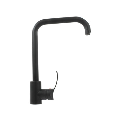 Mezcladora de fregadero monomando negra mate, grifo de cocina moderno con caño alto
