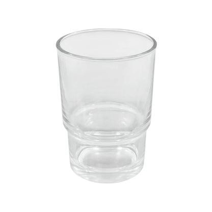 Vaso de cristal transparente liso, ideal para agua, bebidas frías, diseño clásico y resistente.