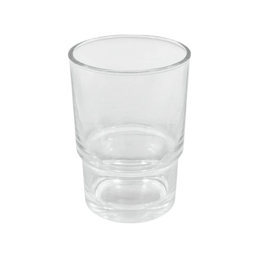 Vaso de cristal transparente liso, ideal para agua, bebidas frías, diseño clásico y resistente.