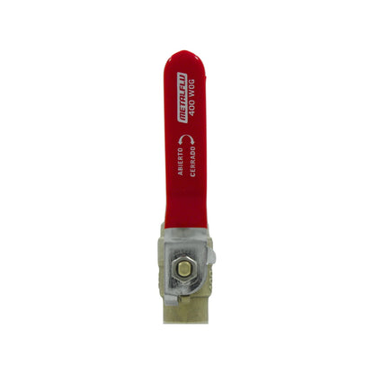 Válvula de esfera Metalflu de latón con manija roja, 400 WOG, para control de flujo en fontanería