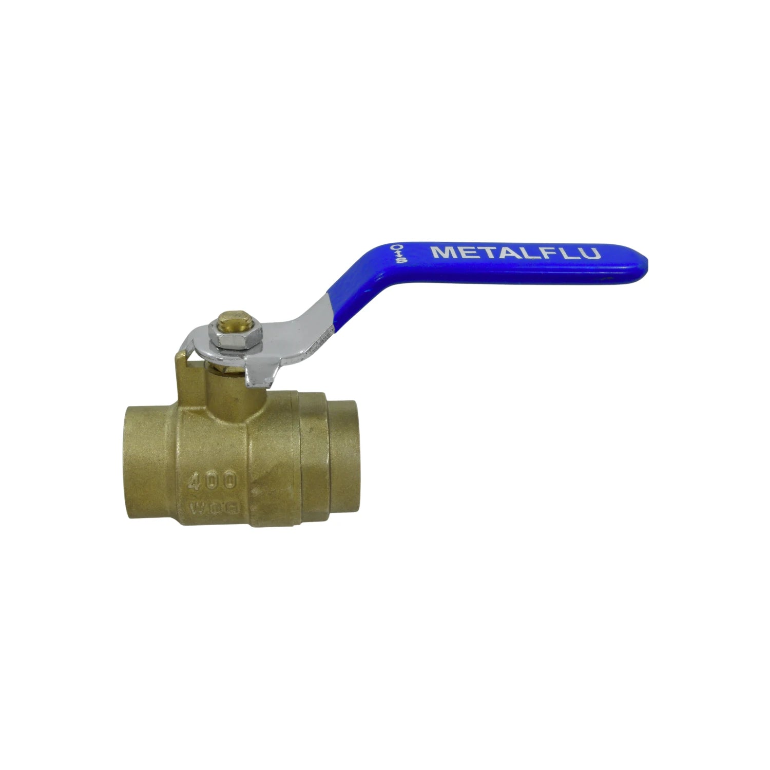 Válvula de esfera de latón soldable 1 pulgada METALFLU con maneta azul y presión 400 WOG