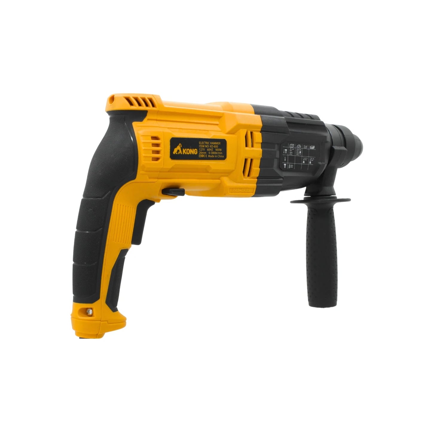 Martillo perforador SDS eléctrico Kong KO-800 900W amarillo y negro para construcción