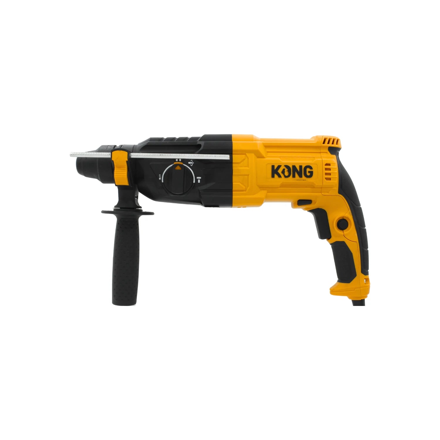 Rotomartillo eléctrico SDS Kong amarillo y negro, con selector de modos y mango auxiliar ergonómico