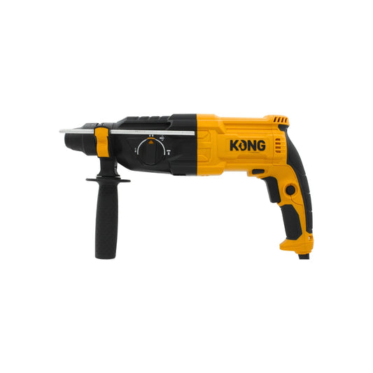 Rotomartillo eléctrico SDS Kong amarillo y negro, con selector de modos y mango auxiliar ergonómico