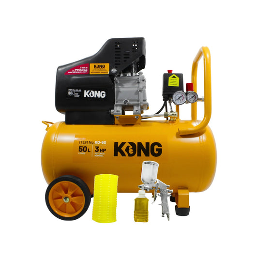 Compresor de aire KONG KO-50 amarillo 50L 3HP con kit de pintura y manguera