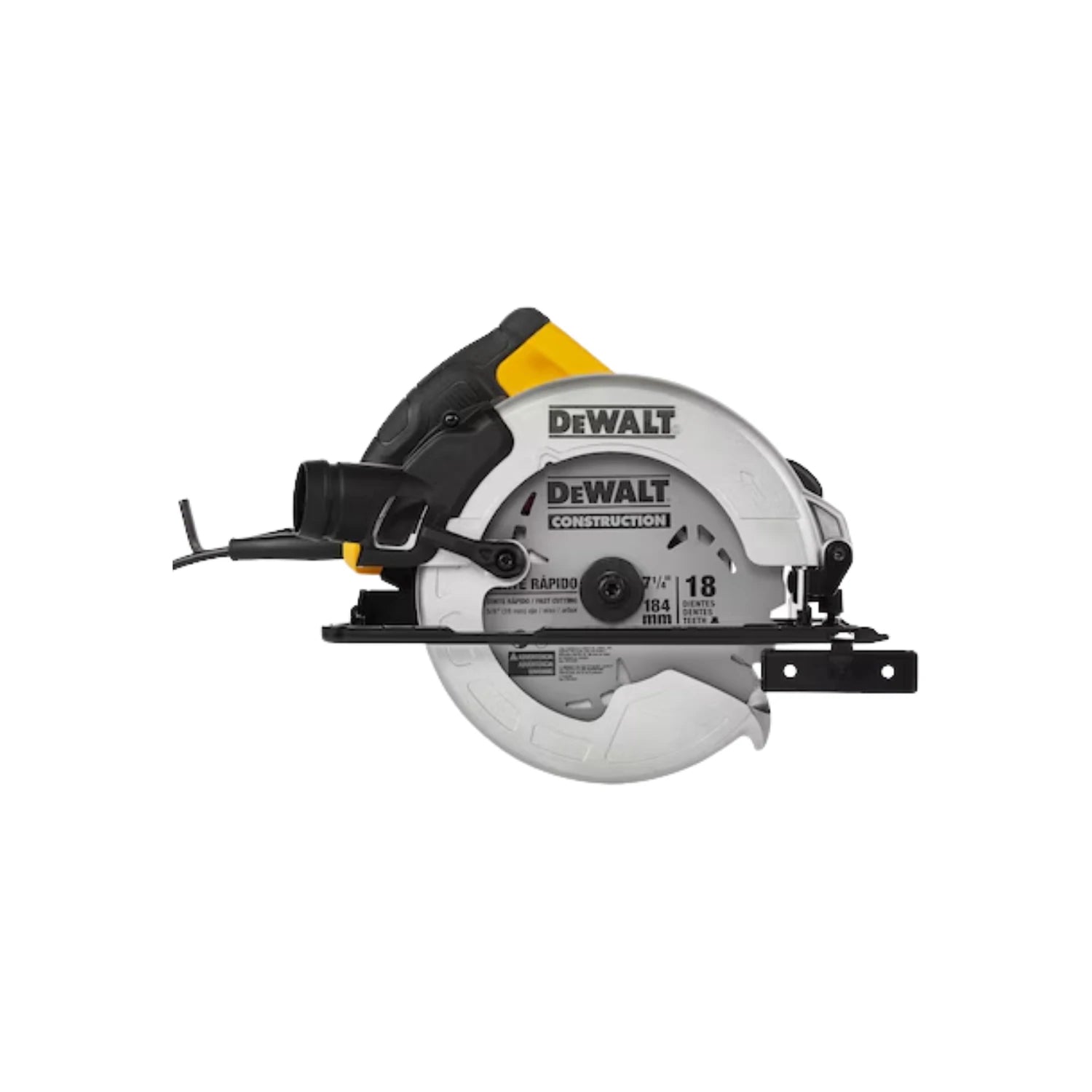 Sierra circular eléctrica Dewalt 7 1/4 pulgadas (184mm) amarilla y gris, disco de 18 dientes