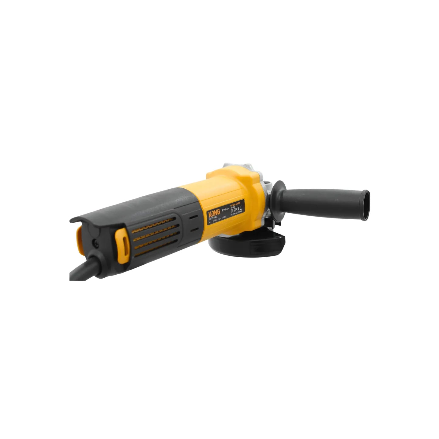 Esmeril angular Kong 115mm 880W color amarillo y negro con mango lateral para corte y desbaste profesional