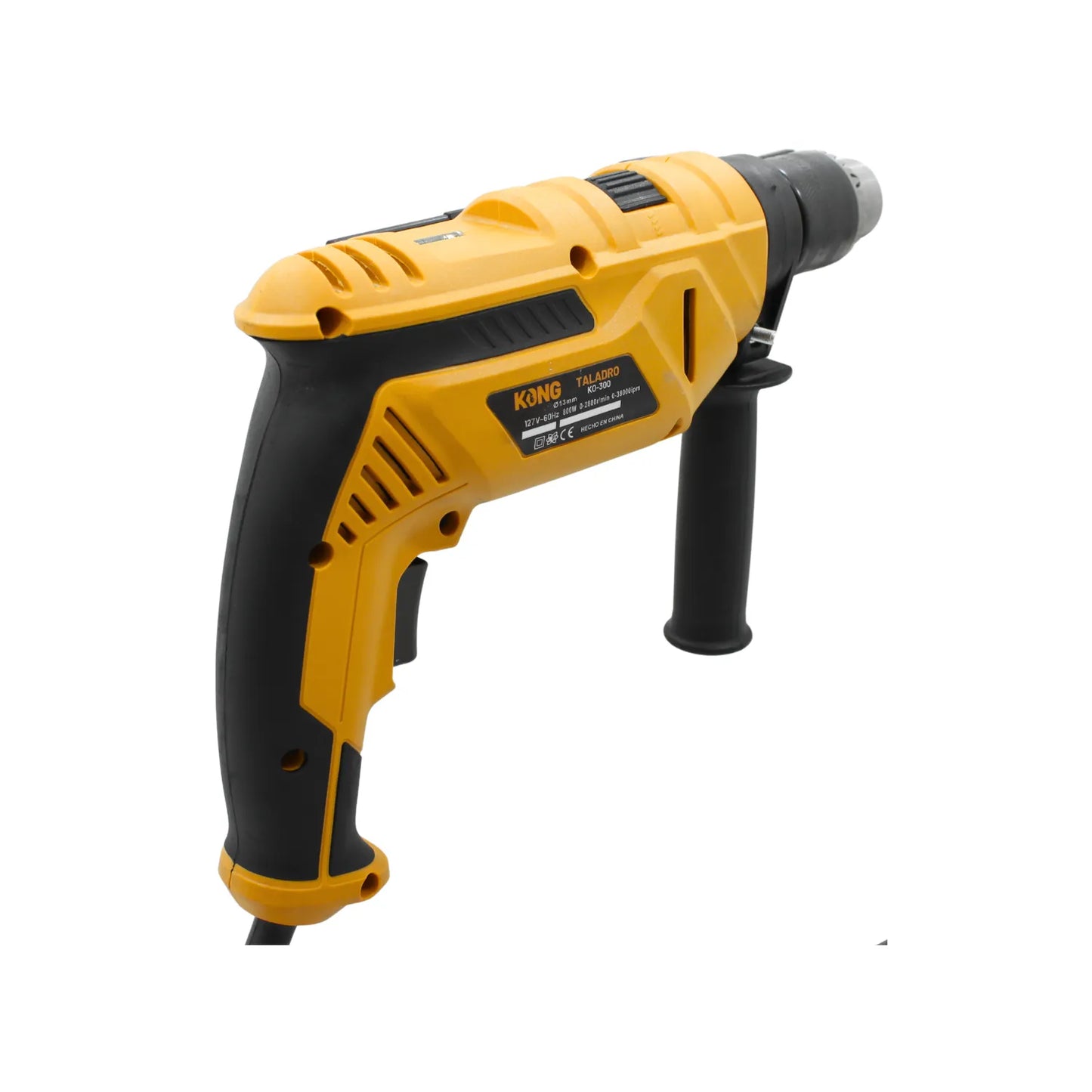 Taladro percutor Kong KO-300 800W 13mm color amarillo y negro, herramienta eléctrica potente para perforación y mampostería.