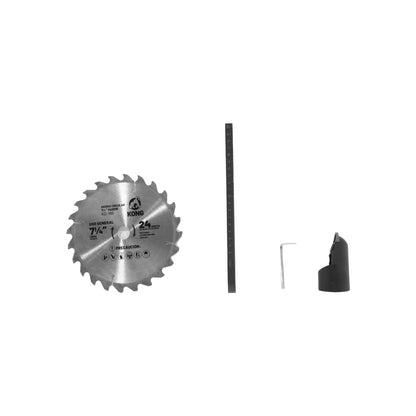 Sierra circular KONG 7¼" (185mm) 24 dientes para madera, incluye regla, llave Allen y guía