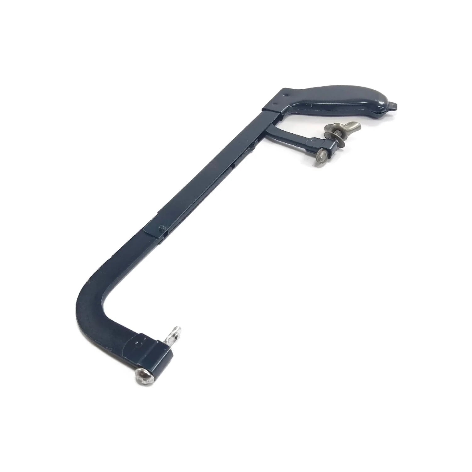 Arco para segueta manual azul marino, mango ergonómico, ajustable para cortes de metal.