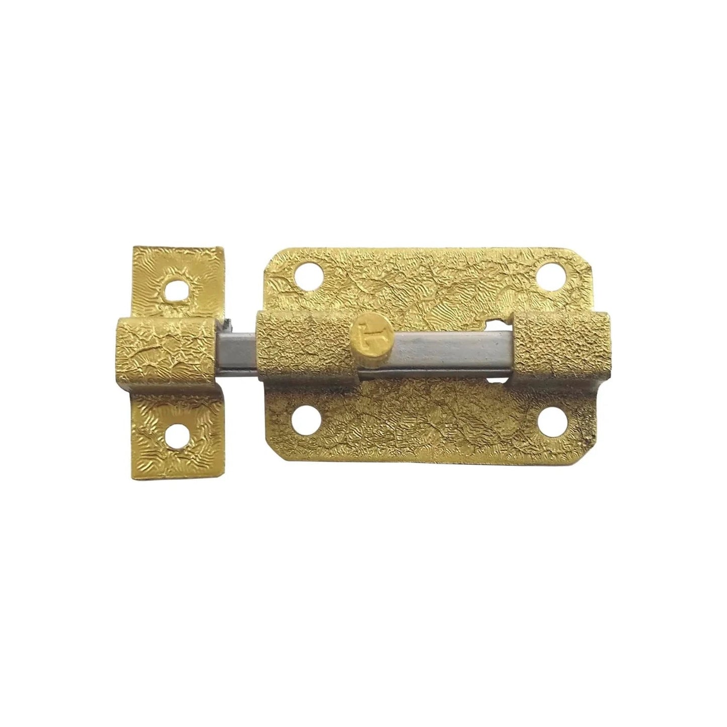 Pasador corredero de latón dorado 5 cm con acabado corrugado para seguridad de puertas y ventanas