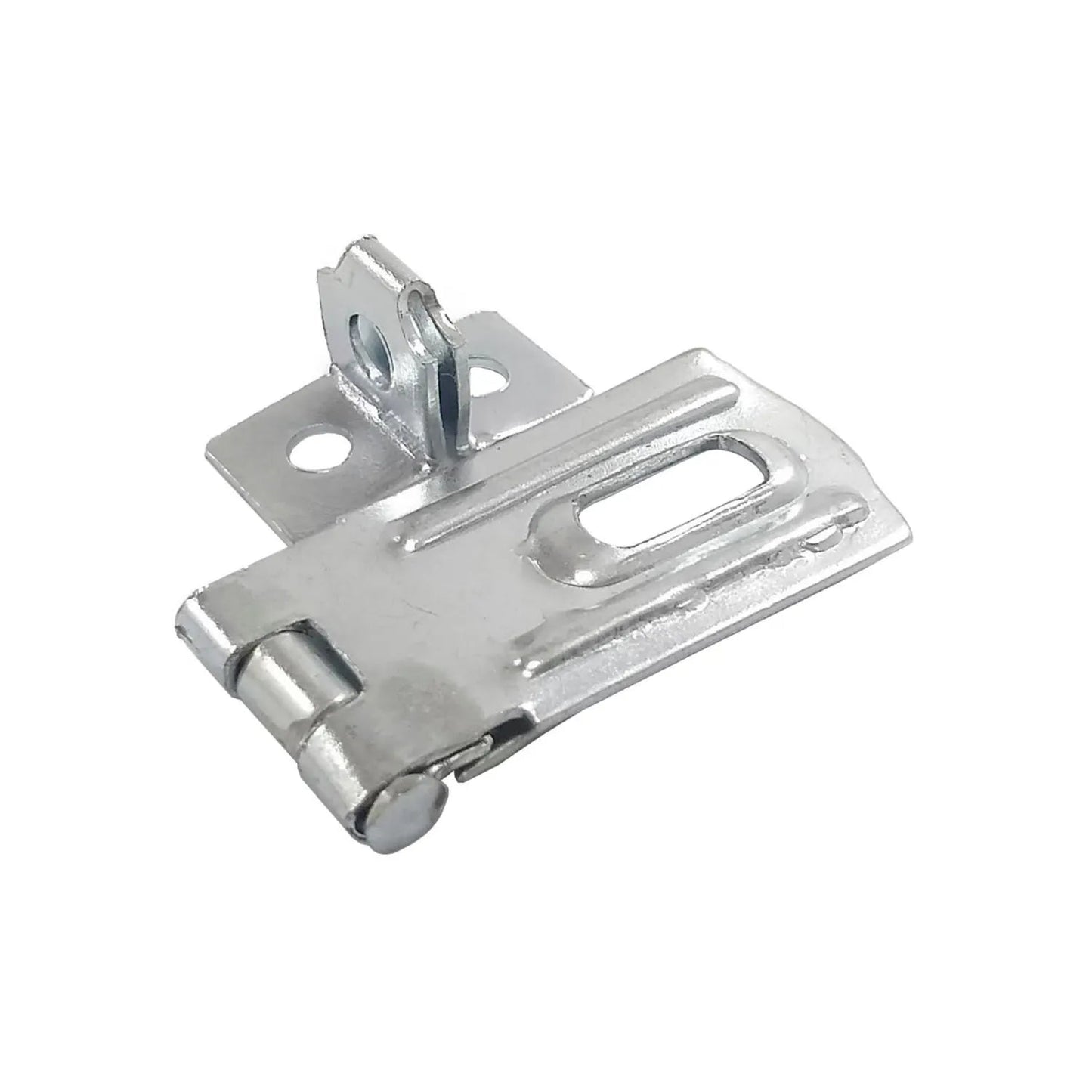 Porta candado metálico corto 50mm con bisagra para seguridad de puertas y gabinetes, acabado zincado