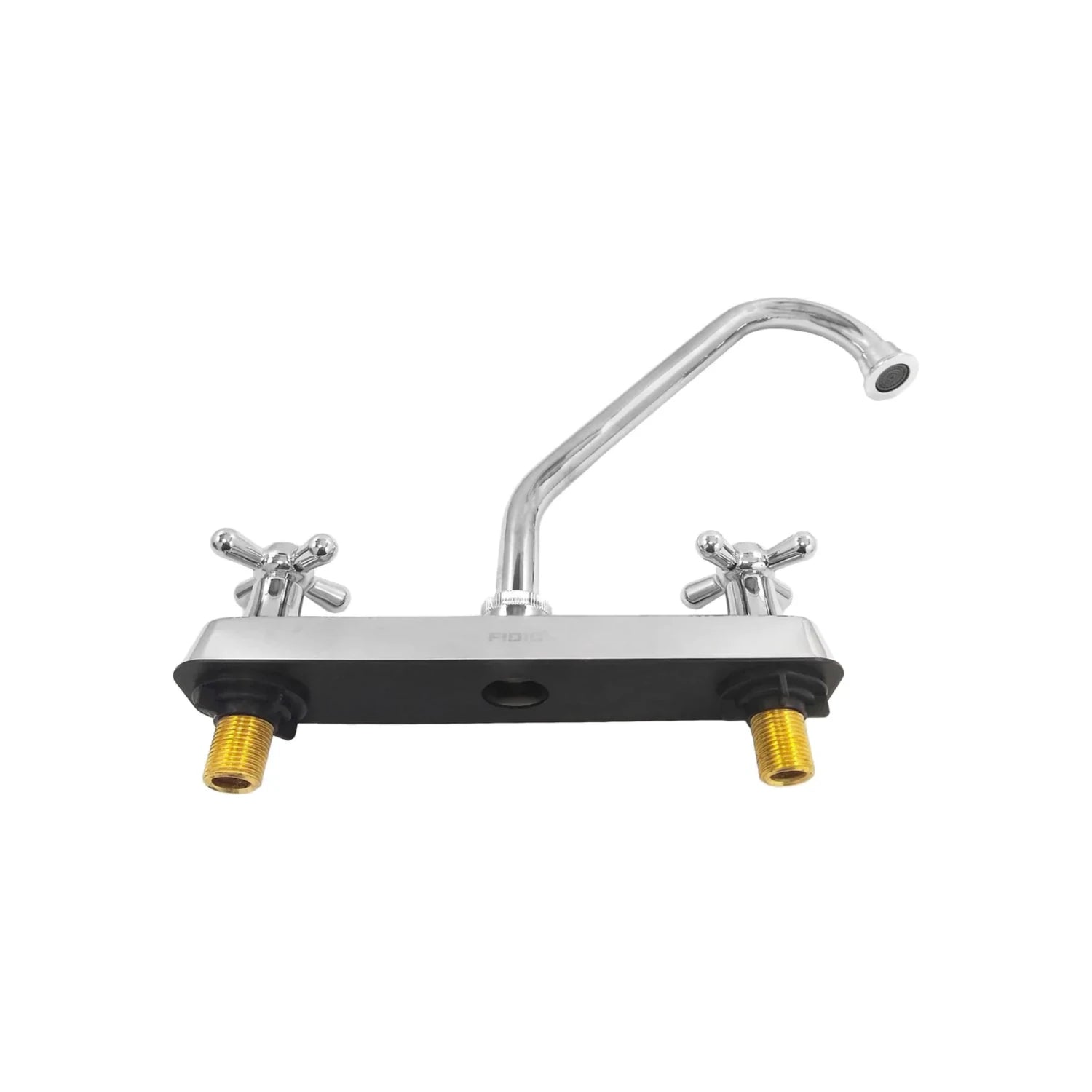 Mezcladora de fregadero FIDIC cromada 8", con manerales de cruz y cuello de ganso