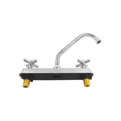 Mezcladora de fregadero FIDIC cromada 8", con manerales de cruz y cuello de ganso