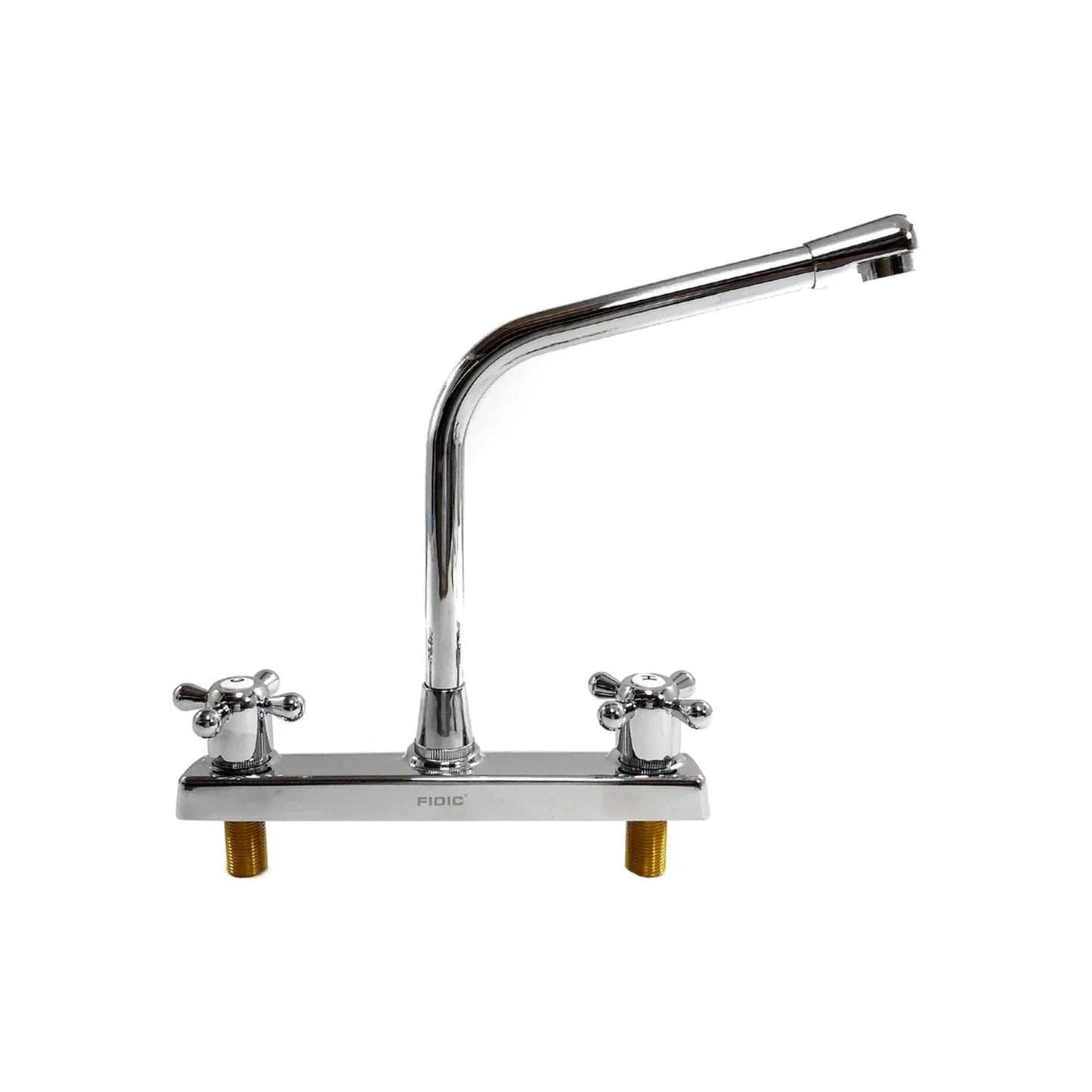 Mezcladora para fregadero Fidic 8 pulgadas, bimando con manijas de cruz, acabado cromado.