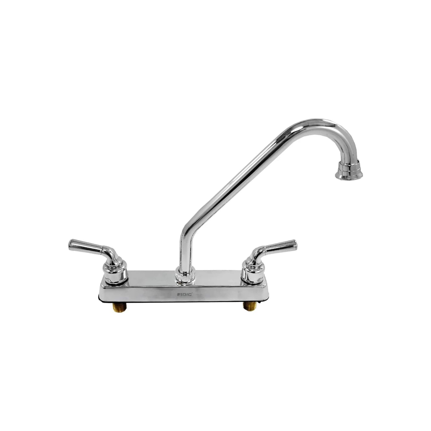 Mezcladora de fregadero Fidic cromada con cuello de ganso, 2 manijas y separación de 8 pulgadas para cocina
