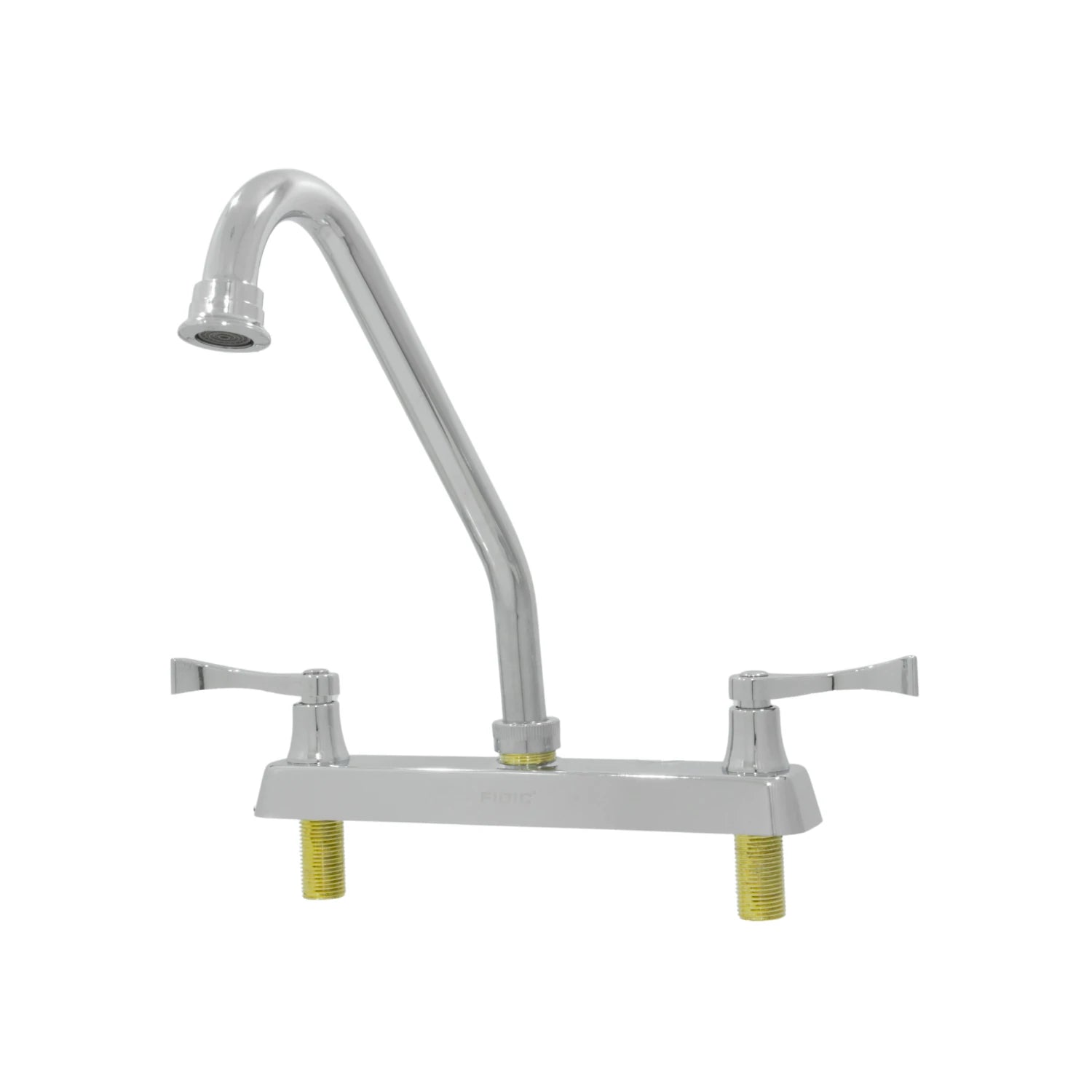 Mezcladora de fregadero FIDIC cromada con cuello alto y doble manija, base de 8 pulgadas