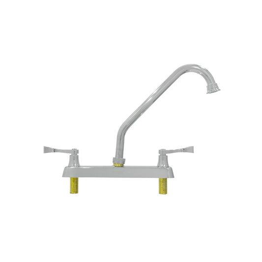 Mezcladora Fidic para fregadero de 8 pulgadas, grifo de cocina cromado con cuello de ganso y dos manijas.