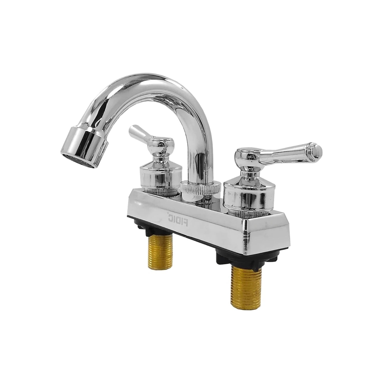 Mezcladora de lavabo Fidic 4 pulgadas cromada brillante de dos manijas para baño.