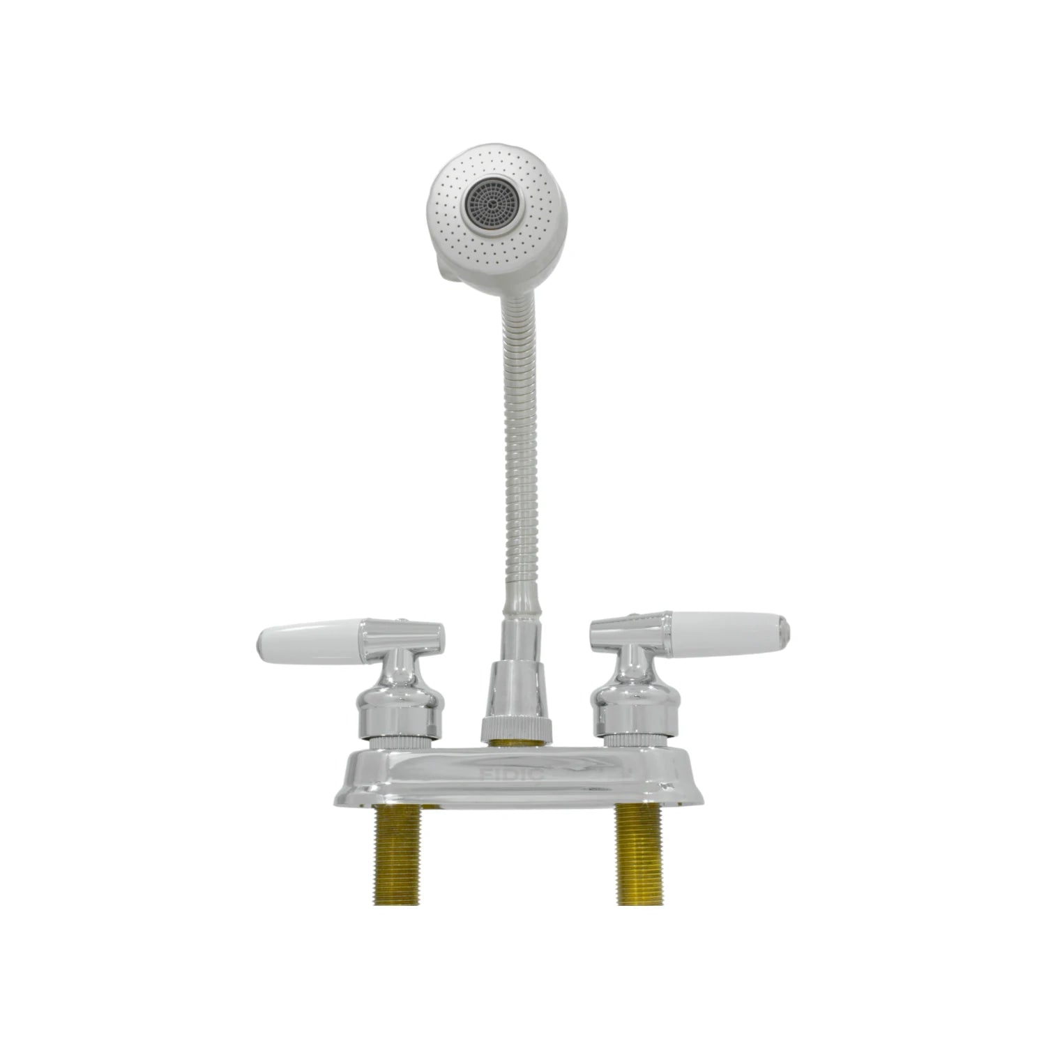 Mezcladora lavabo Fidic doble maneral blanco, acabado cromo con rociador extensible flexible