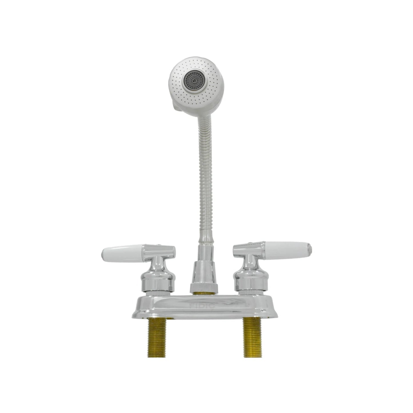 Mezcladora Fidic para lavabo bimando con manguera flexible, rociador y acabado cromo con blanco