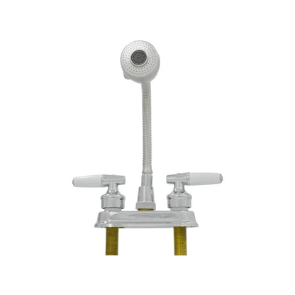 Mezcladora Fidic para lavabo bimando con manguera flexible, rociador y acabado cromo con blanco