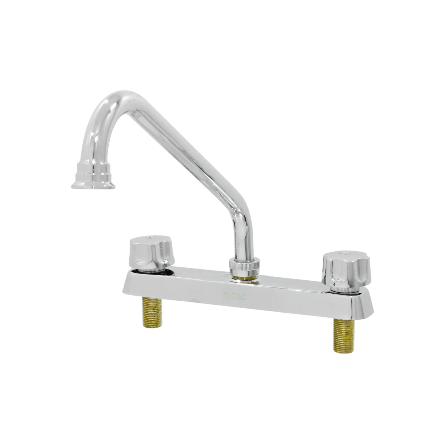 Mezcladora fregadero cromada 8'' FIDIC con cuello de ganso y dos manijas